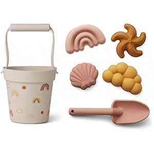 Conjunto de brinquedos de praia em silicone eco-amigável, macio e resistente, para entretenimento intuitivo de habilidades cognitivas de bebês e crianças