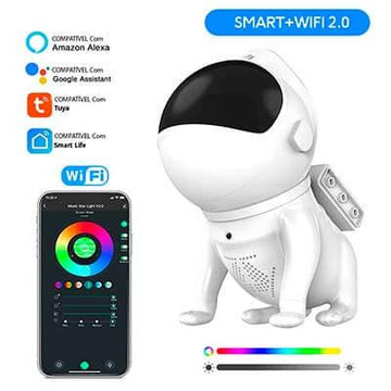 Dog Rocky Astronauta HIFI 2.0/Bluetooth 5.0, Cão Robô lunar com Projetor LED/USB das Galáxias e Nebulosas, com música, para quartos de crianças