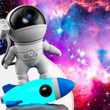 Astronauta Rocket, Piloto Robô do Foguete lunar com Projetor LED/USB das Galáxias, Estrelas e Nebulosas, com música, para quartos de crianças