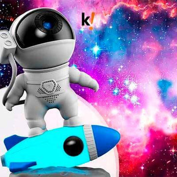 Astronauta Rocket, Piloto Robô do Foguete lunar com Projetor LED/USB das Galáxias, Estrelas e Nebulosas, com música, para quartos de crianças