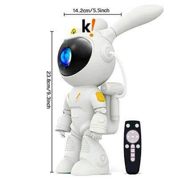 Coelho Rocky das Galáxias, Astronauta Robô lunar com Projetor LED/USB das Galáxias e Nebulosas, com música ambiente, para quartos de crianças