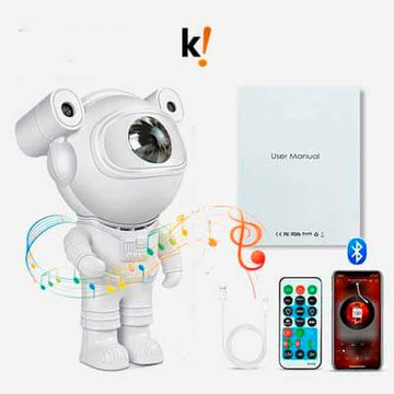 Astronauta Rocky, Piloto Robô lunar Bluetooth 5.0 com Projetor LED/USB das Galáxias, Estrelas e Nebulosas, com música, para quartos de crianças