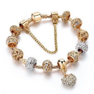 Bracelete AuroraVerdi, com Pedras em Cristais semipreciosos, Pingente dourado e sistema de fecho original
