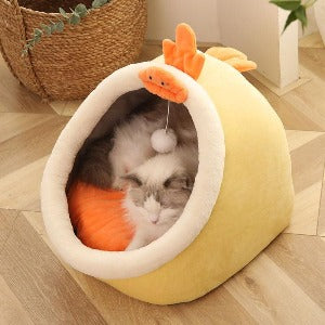 Casinha com fantasia de animais animados, com Cama dupla face, macia e aconchegante para Gatos, Cães e animais de estimação